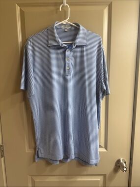 Peter Millar Blue & White Thin-Striped Polo